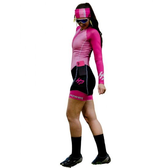 Macaquinho Manga Longa Horse Power Ciclismo Elite- Feminino - F139 Rosa